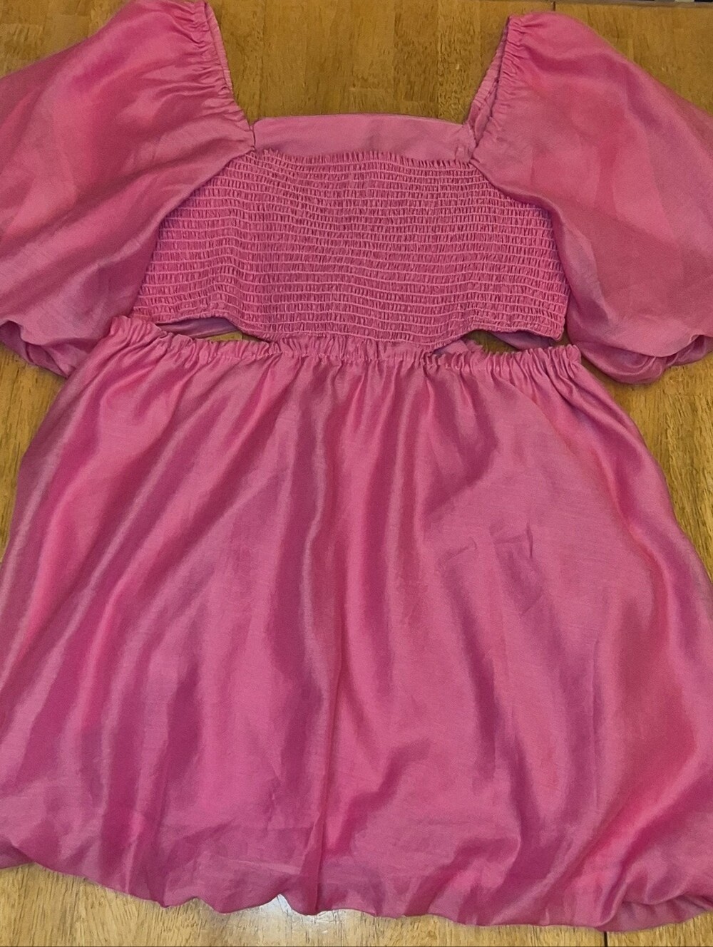 A New Day Hot Pink Puff Sleeve Cutout Mini Dress Sz XL - Picture 2 of 5